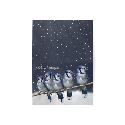 Blue Jays Bird Art Premium Christmas Card 7x5" | Double-Sided Matte Holiday Greeting