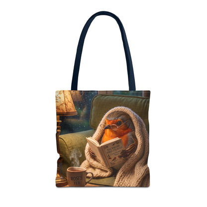 Robin Rosi Cozy Reading Tote Bag for Book Lovers and Bird Enthusiasts