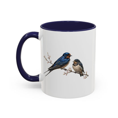 Barn Swallow & Fledgling Two-Tone Mug | Spring Bird Lover Gift