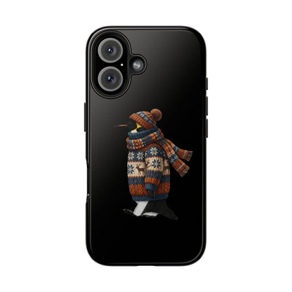 鳥のアートが描かれたペンギンの二層式iPhoneケース - 鳥類学者や鳥好きの方へのプレゼントに最適