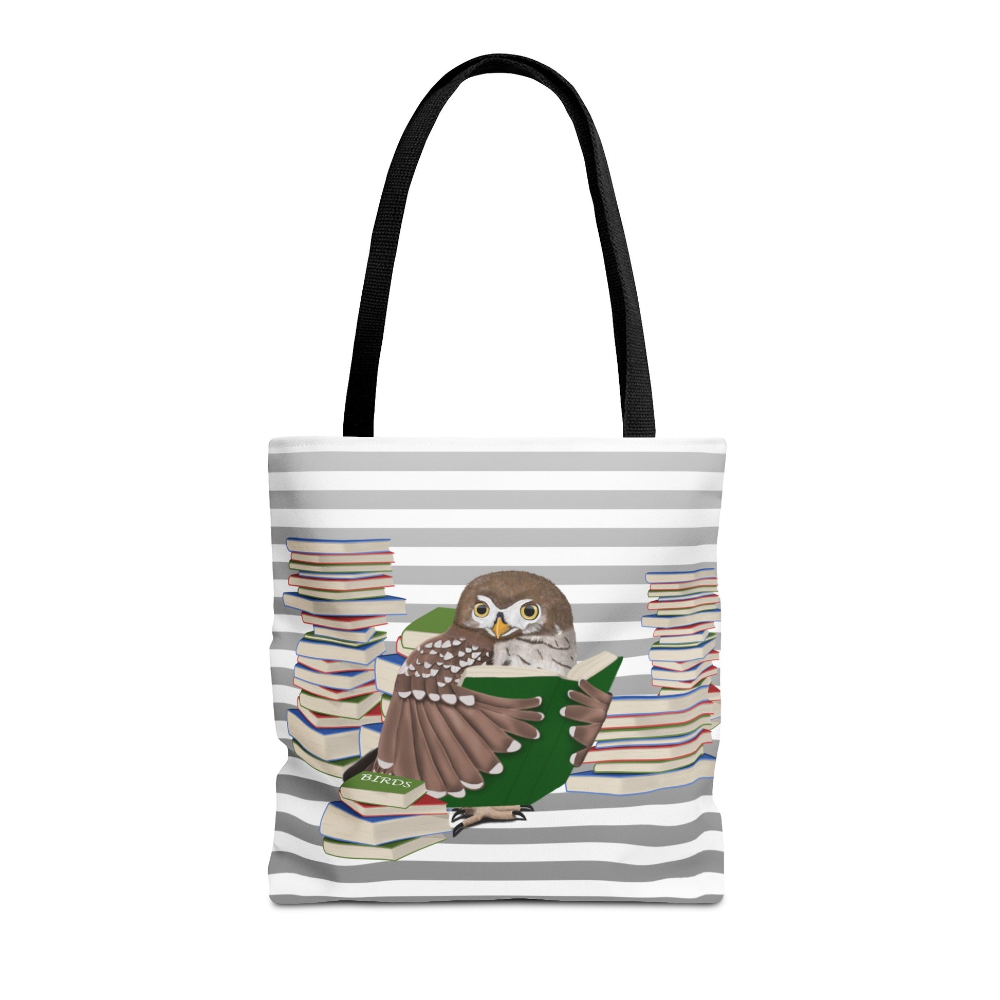 owl bird books tote bag