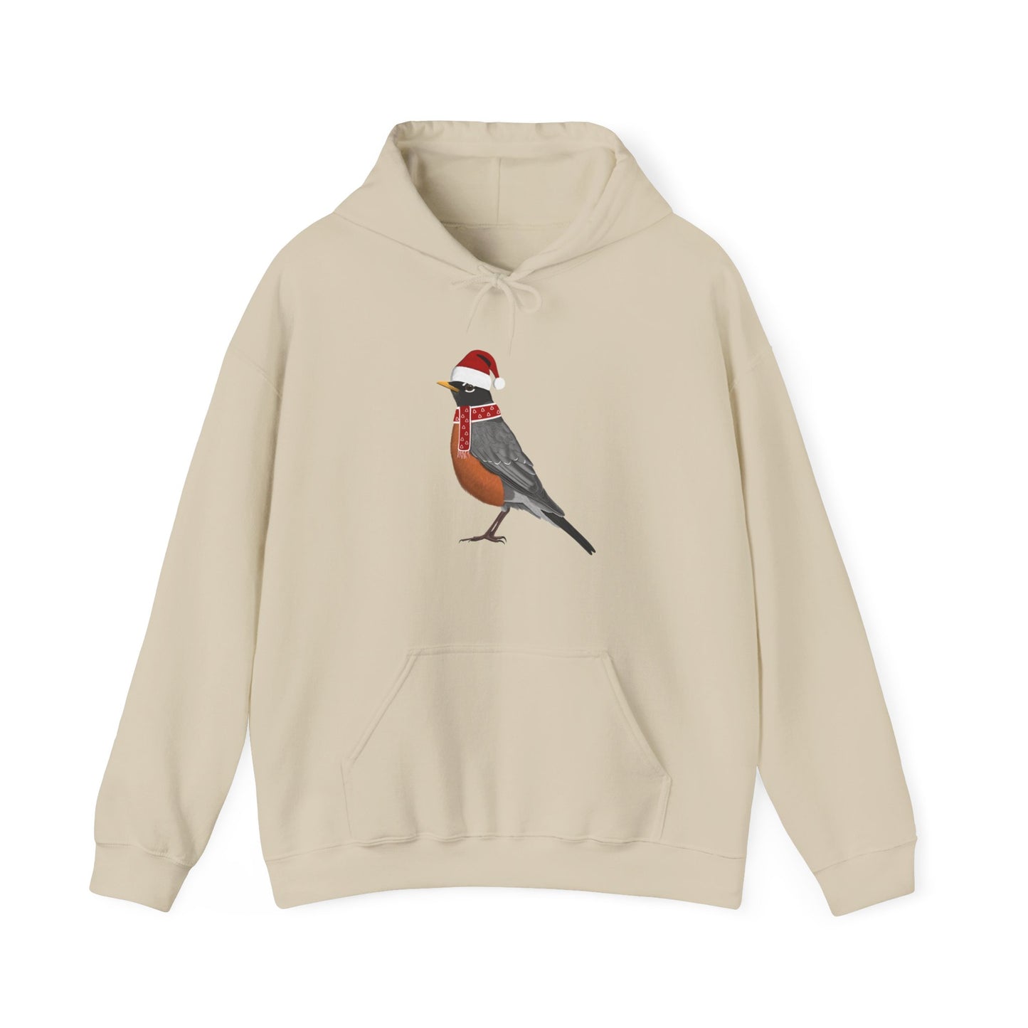 Robin Christmas Bird with Santa Hat Birdwatcher Birdlover Hoodie