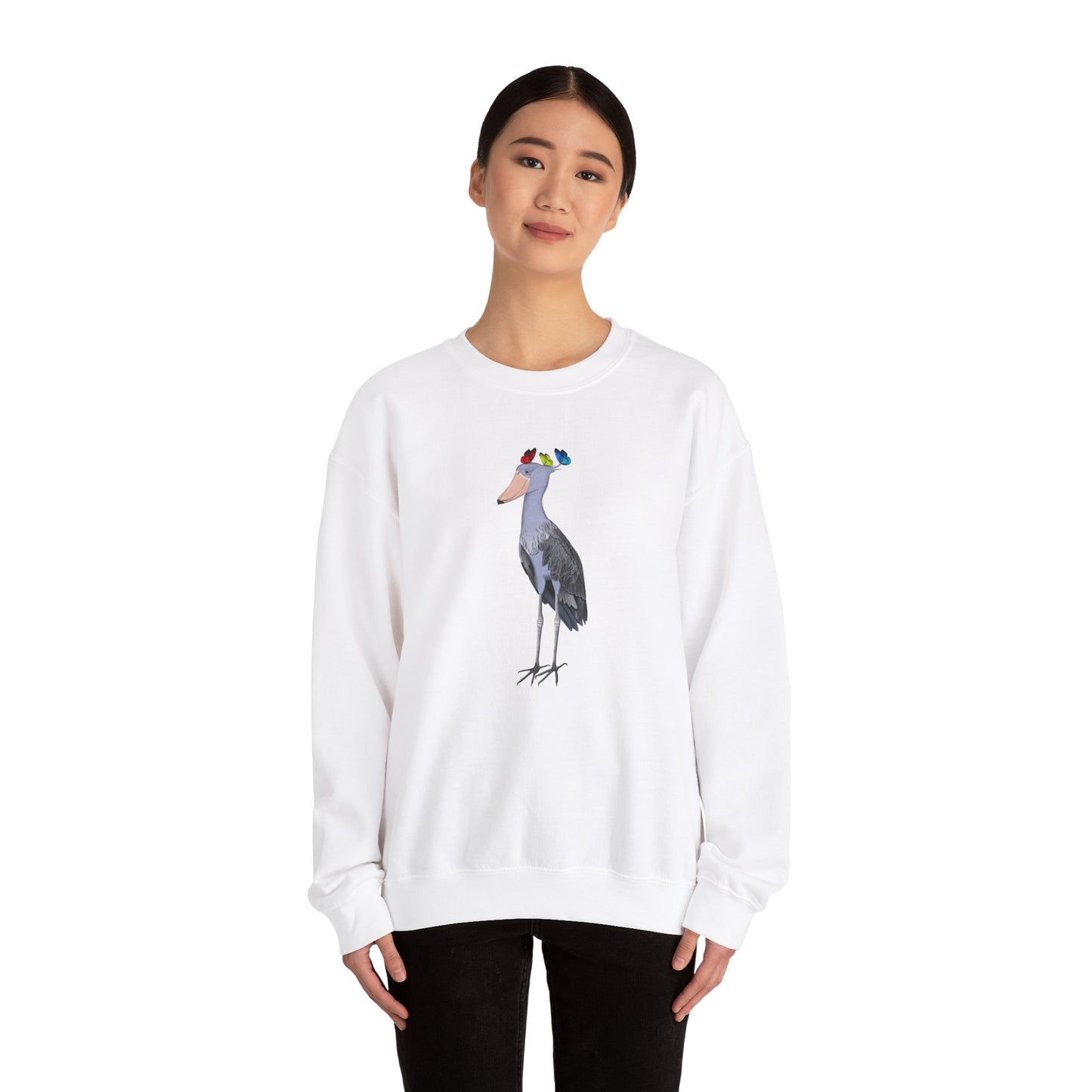 Shoebill with Butterflies Bird Birding & Birdwatching Sweatshirt