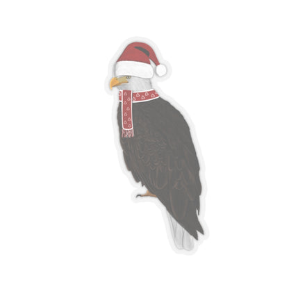 Bald Eagle with Santa Claus Hat and Scarf Christmas Bird Sticker