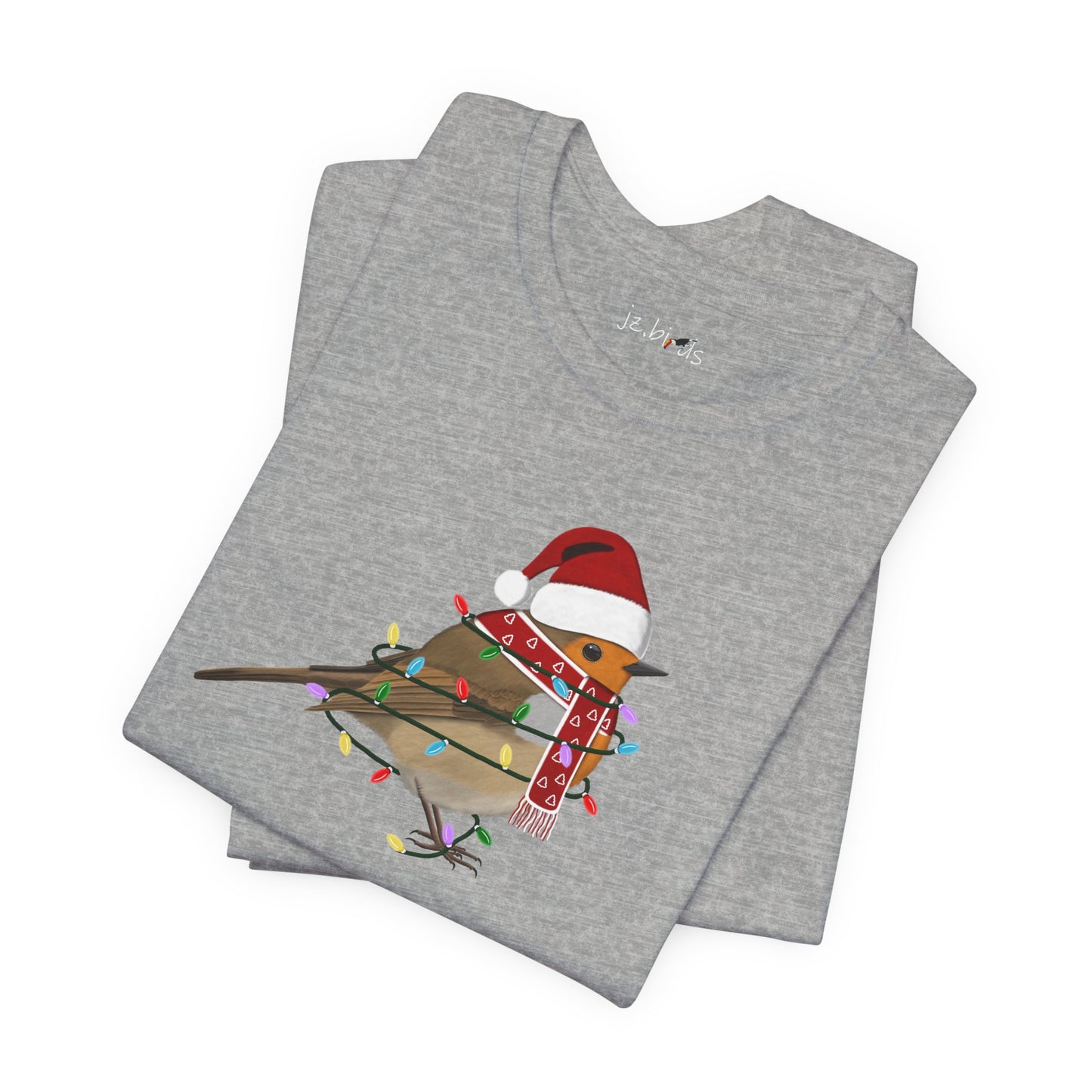 European Robin with Fairy Lights Christmas Bird T-Shirt