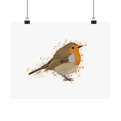 European Robin Bird Artwork Matte Poster