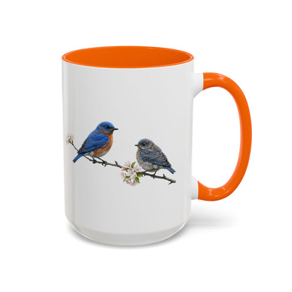 Eastern Bluebird & Fledgling Two-Tone Mug | Spring Bird Lover Gift
