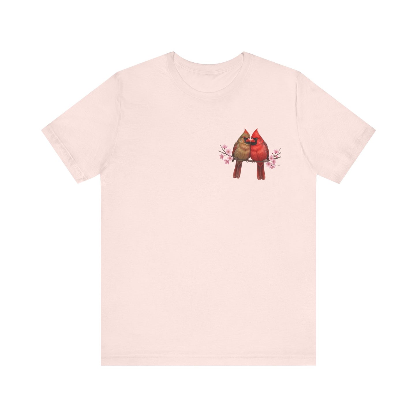 Northern Cardinals Cherry Blossom T-Shirt | Floral Spring Tee for Bird Lovers