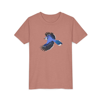 Blue Jay Flying Birding & Birdwatching Bird Youth T-Shirt