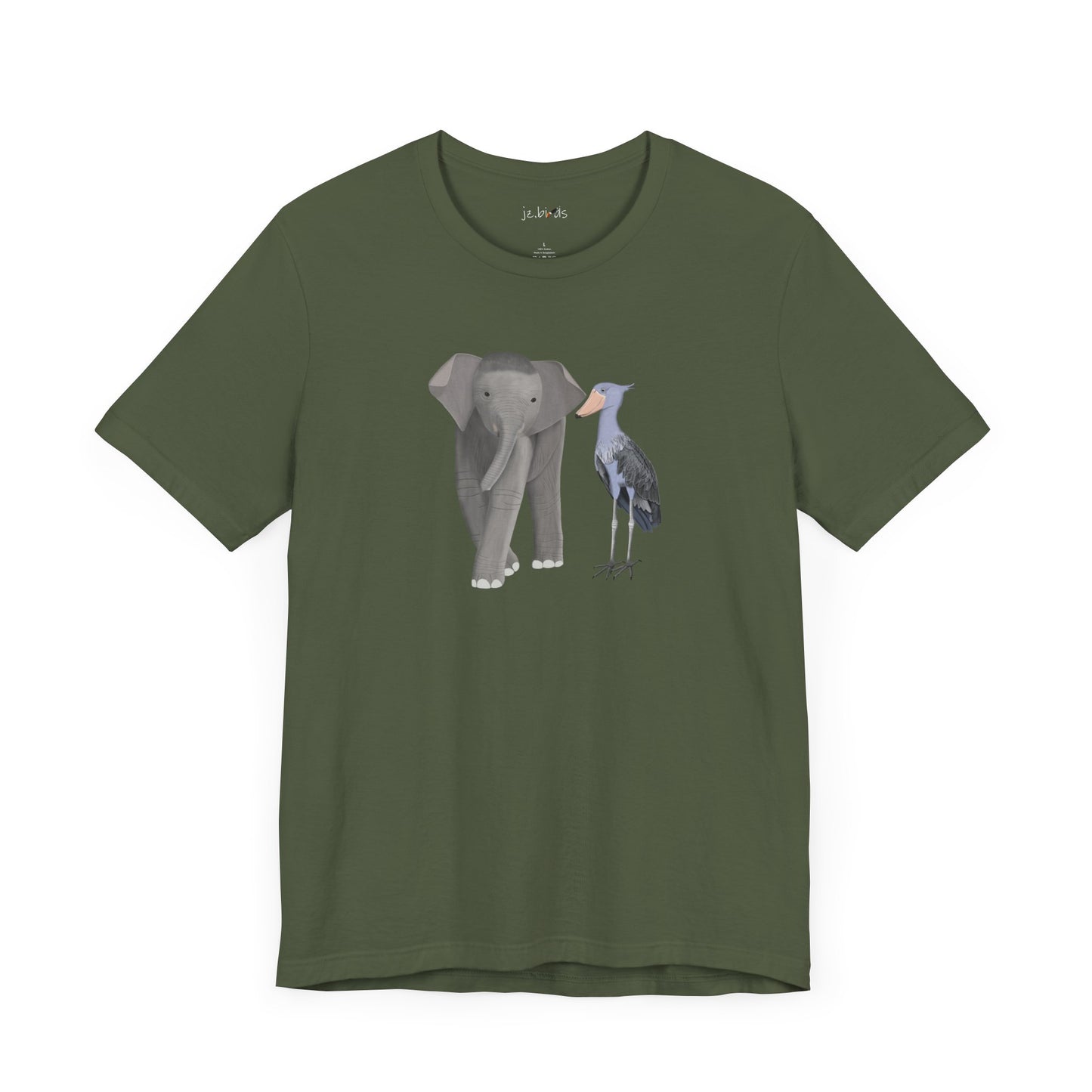 Elephant with Shoebill Bird Birding & Birdwatching T-Shirt