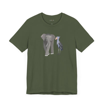 Elephant with Shoebill Bird Birding & Birdwatching T-Shirt