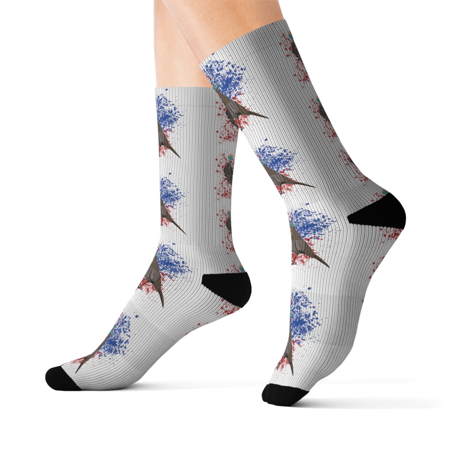 Robin 4th of July Independence Day Statue of Liberty Bird White Socks