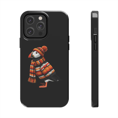 鳥のアートが描かれたパフィンの二層式iPhoneケース – 鳥類学者や鳥愛好家へのプレゼントに最適