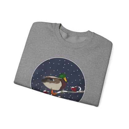 Mallard on a Winter Branch Birdwatcher Christmas Bird Sweatshirt