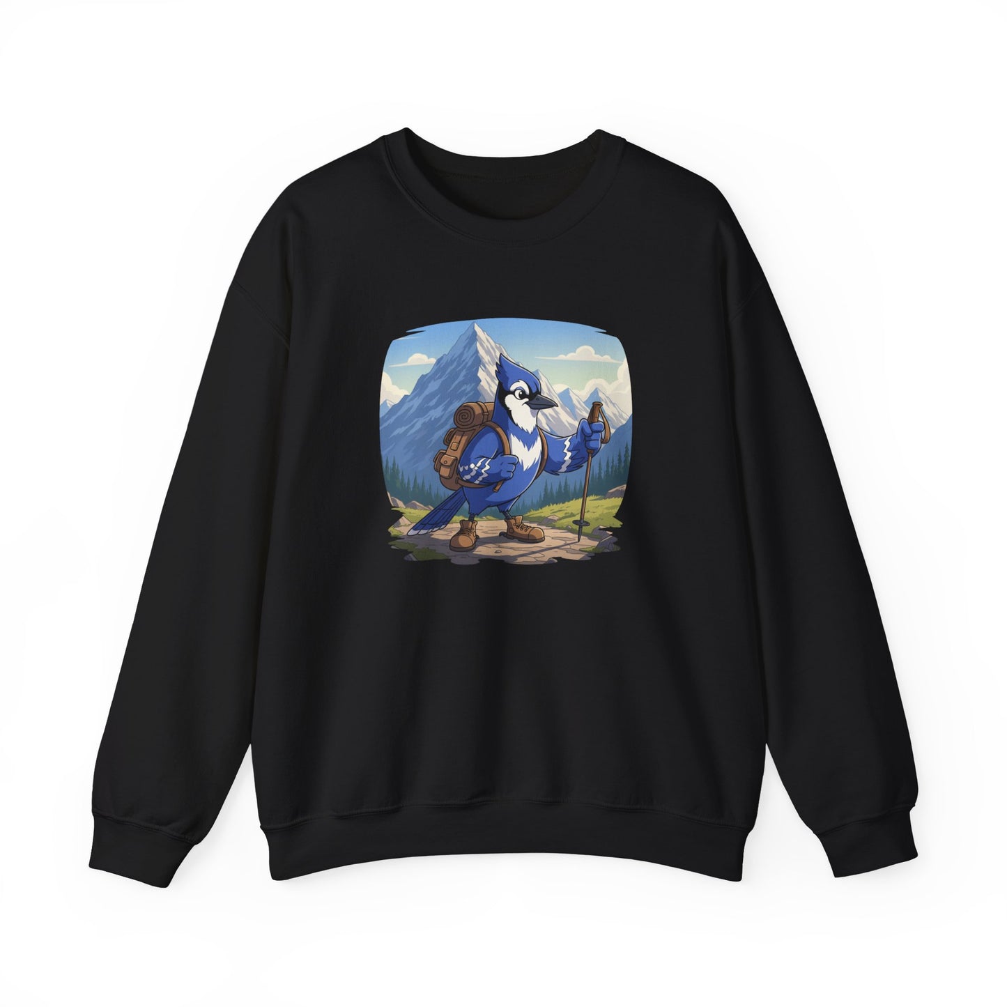 Blue Jay Hiking Sweatshirt Funny Blue Jay on a Hike Bird Watchers & Bird Lovers