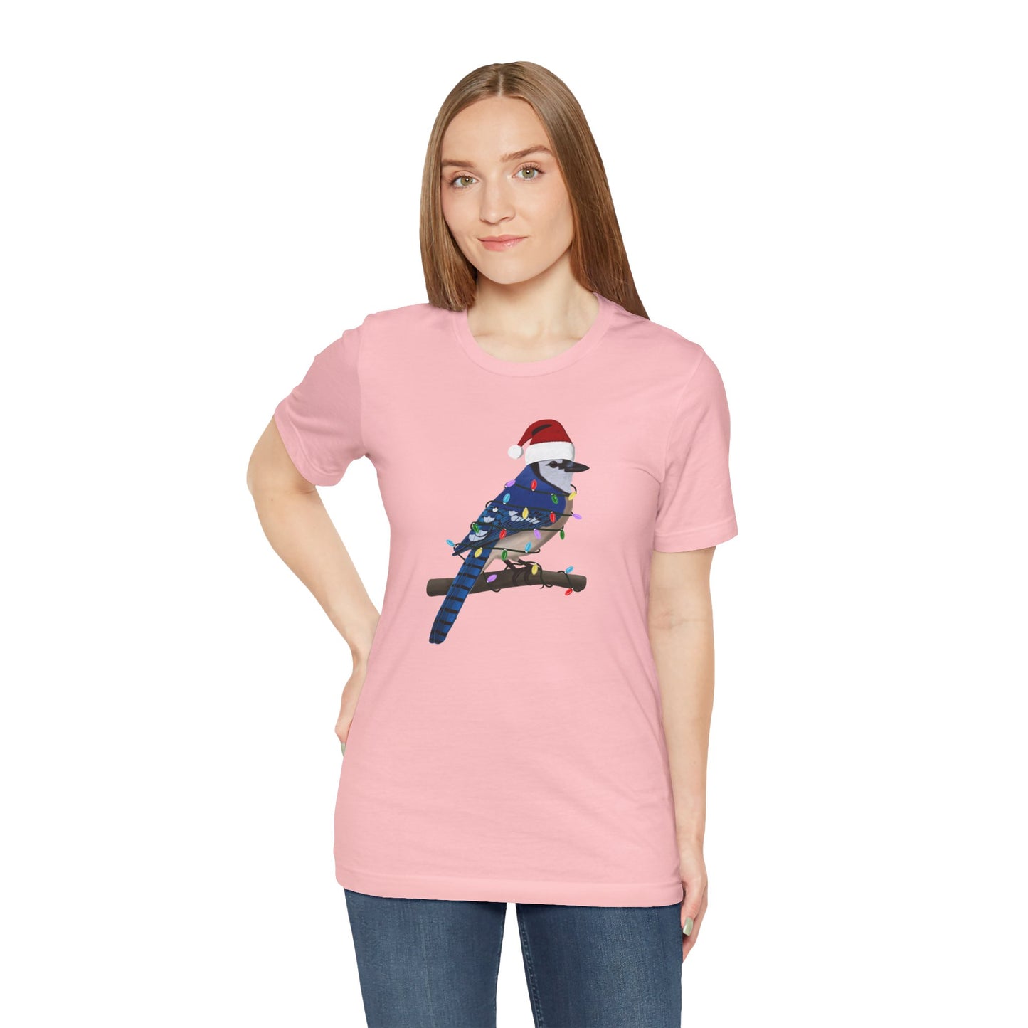 Blue Jay with Fairy Lights Christmas Bird T-Shirt