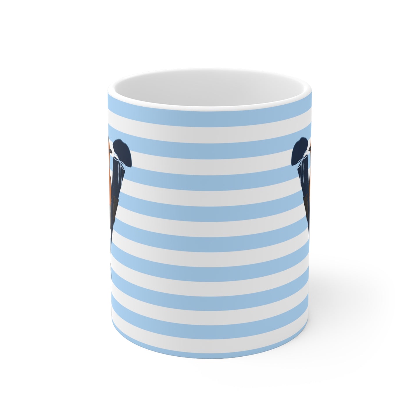 Rotkehlchen Vogel Tasse als Geschenk zur Einschulung Blau Weiß