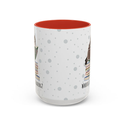Whooo Loves Reading Owl Teacher Mug – Two-Tone Librarian & Book Lover Cup