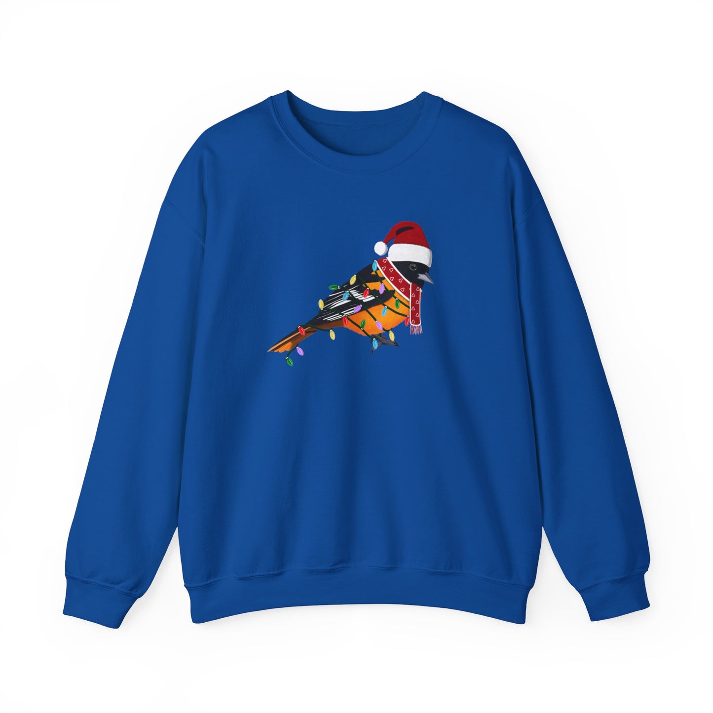 Baltimore Oriole with Fairy Lights Santa Claus Christmas Bird Sweatshirt