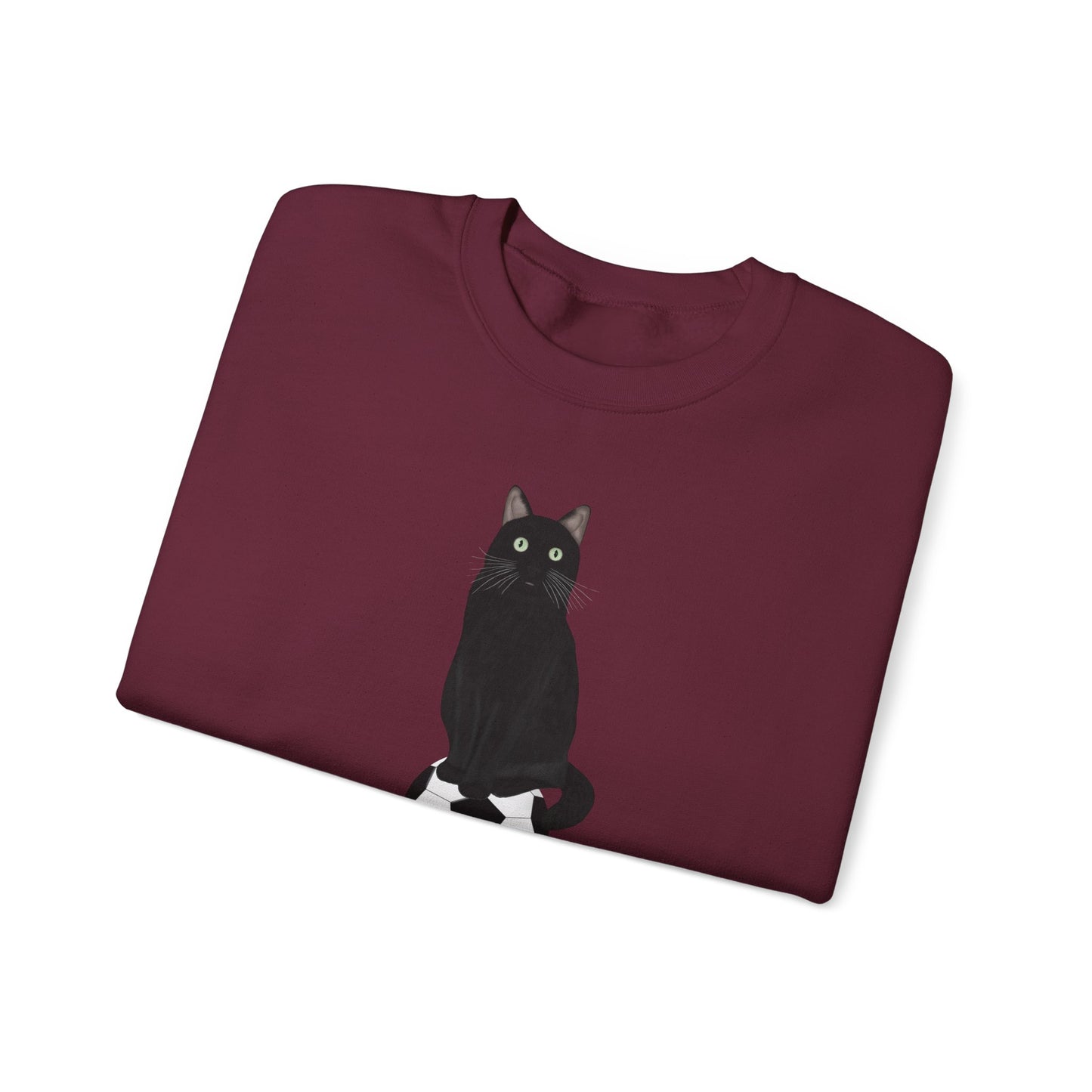 Black Cat with Soccer Cat Lover Sweatshirt