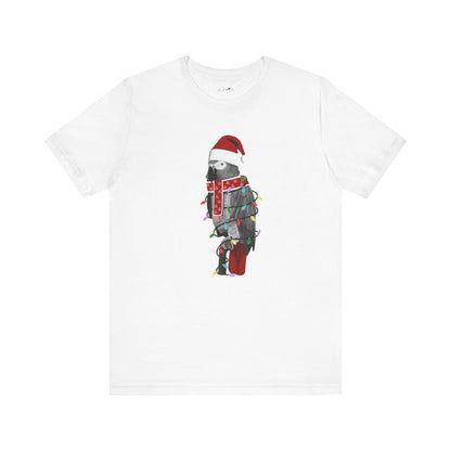 Grey Parrot with Fairy Lights Christmas Bird T-Shirt