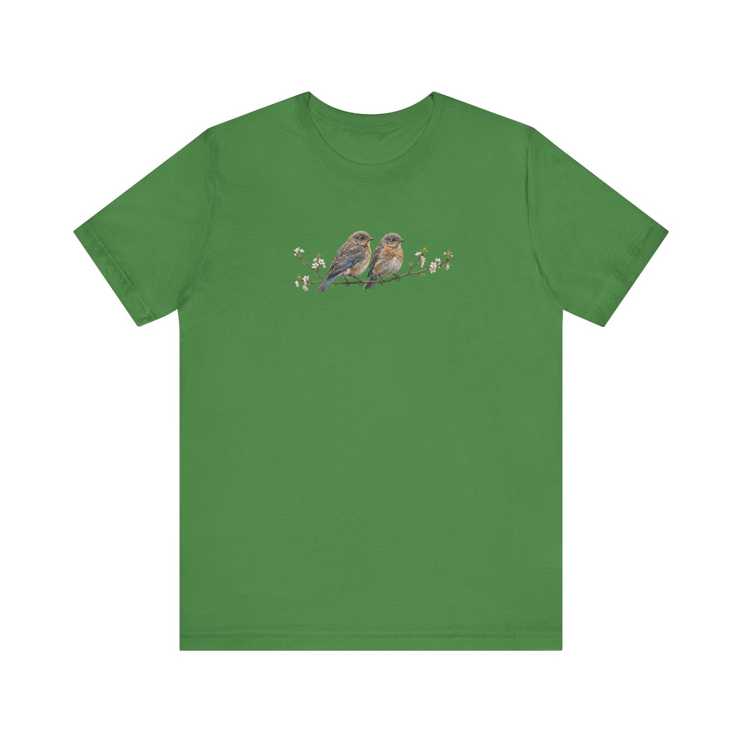 Eastern Bluebird Fledgling T-Shirt | Spring Blossoms Unisex Graphic Tee for Bird Watchers