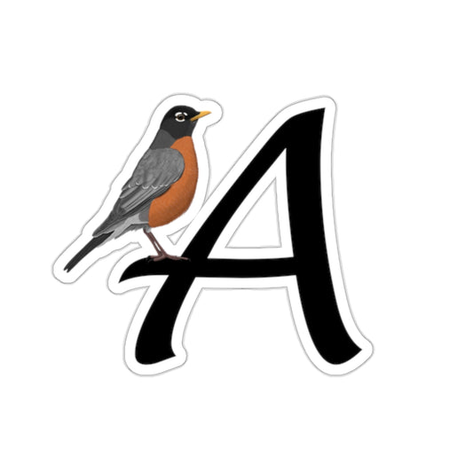 american robin letter a bird sticker