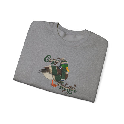 マガモの冬用スウェットシャツ | バードウォッチャークルーネック | 鳥好きの方へのユニセックスの鳴鳥ニットギフト