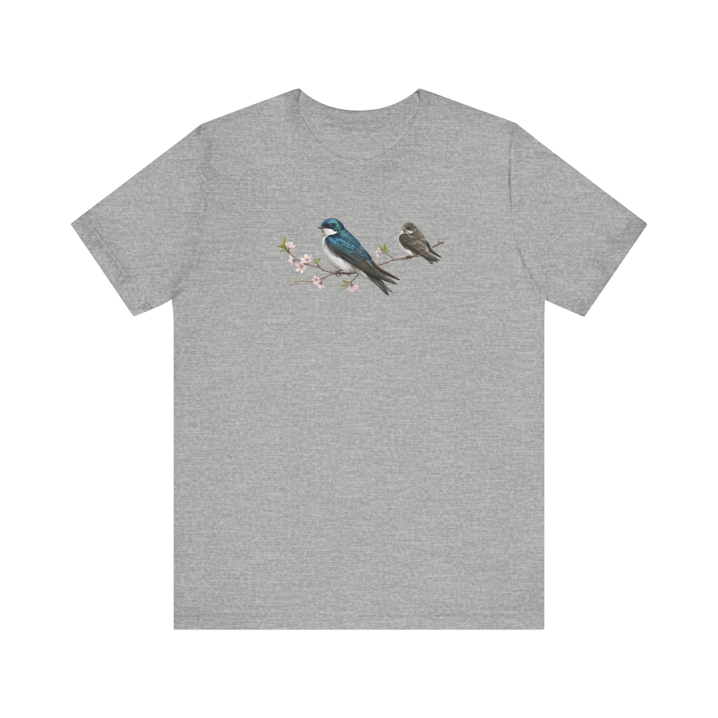 Tree Swallow & Fledgling T-Shirt | Spring Blossoms Unisex Graphic Tee