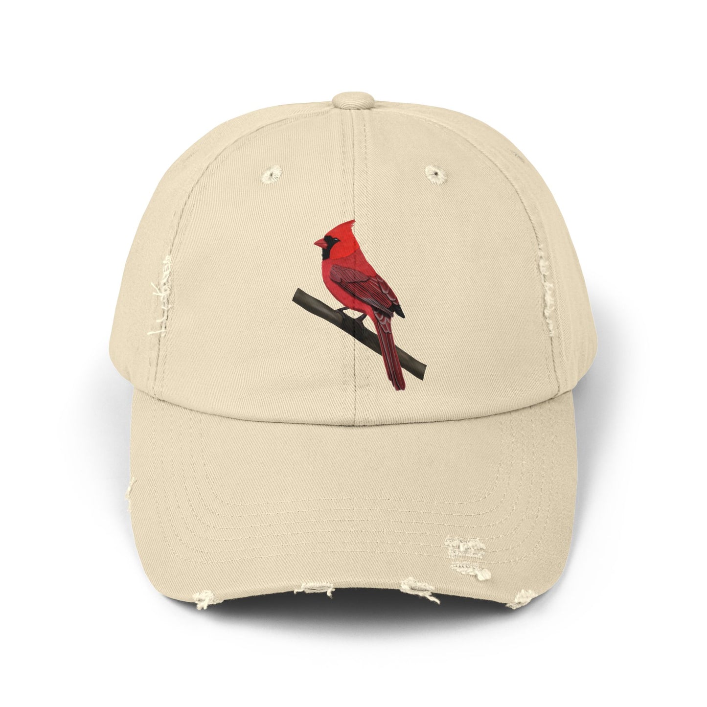 Northern Cardinal Bird Art Distressed Cap