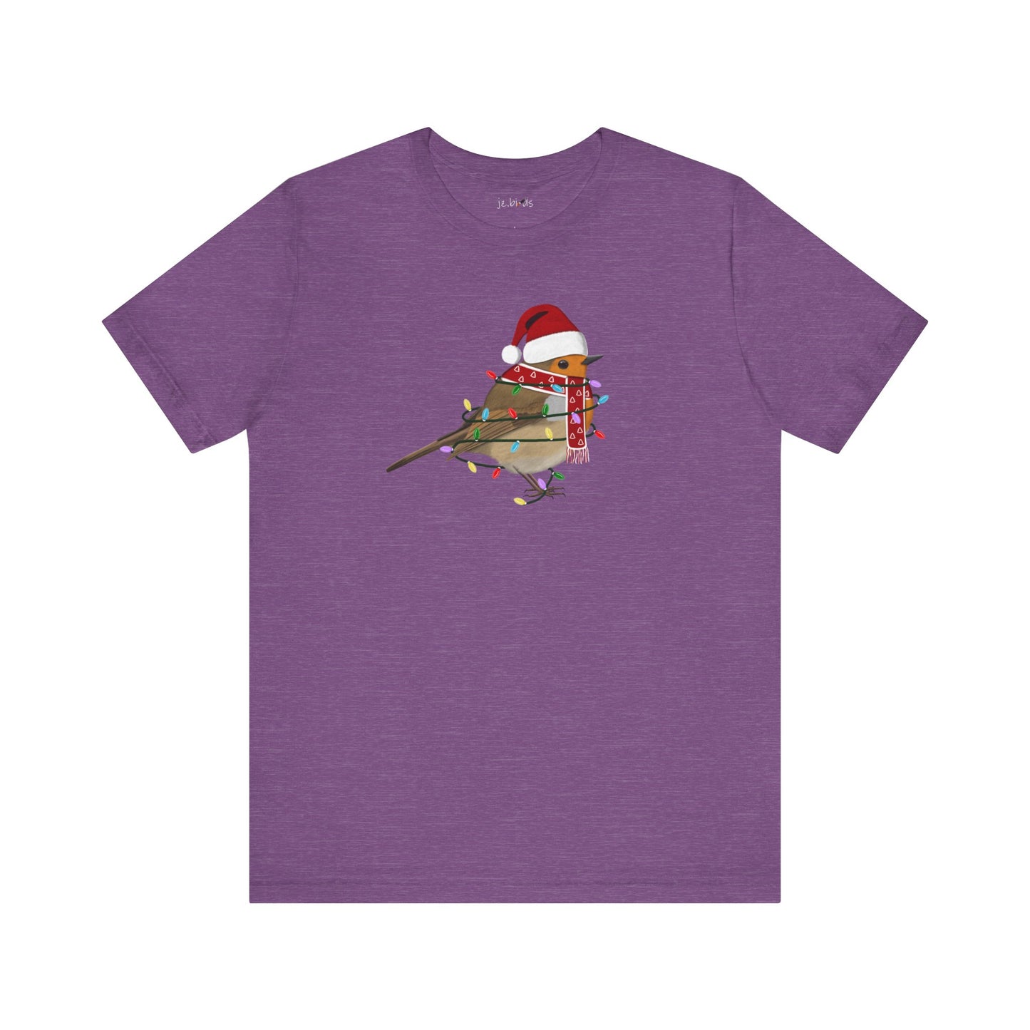 European Robin with Fairy Lights Christmas Bird T-Shirt