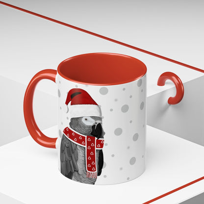 Grey Parrot Christmas Bird Coffee Mug