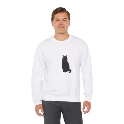 Black Cat with Heart Cat Lover Valentine's Day Sweatshirt