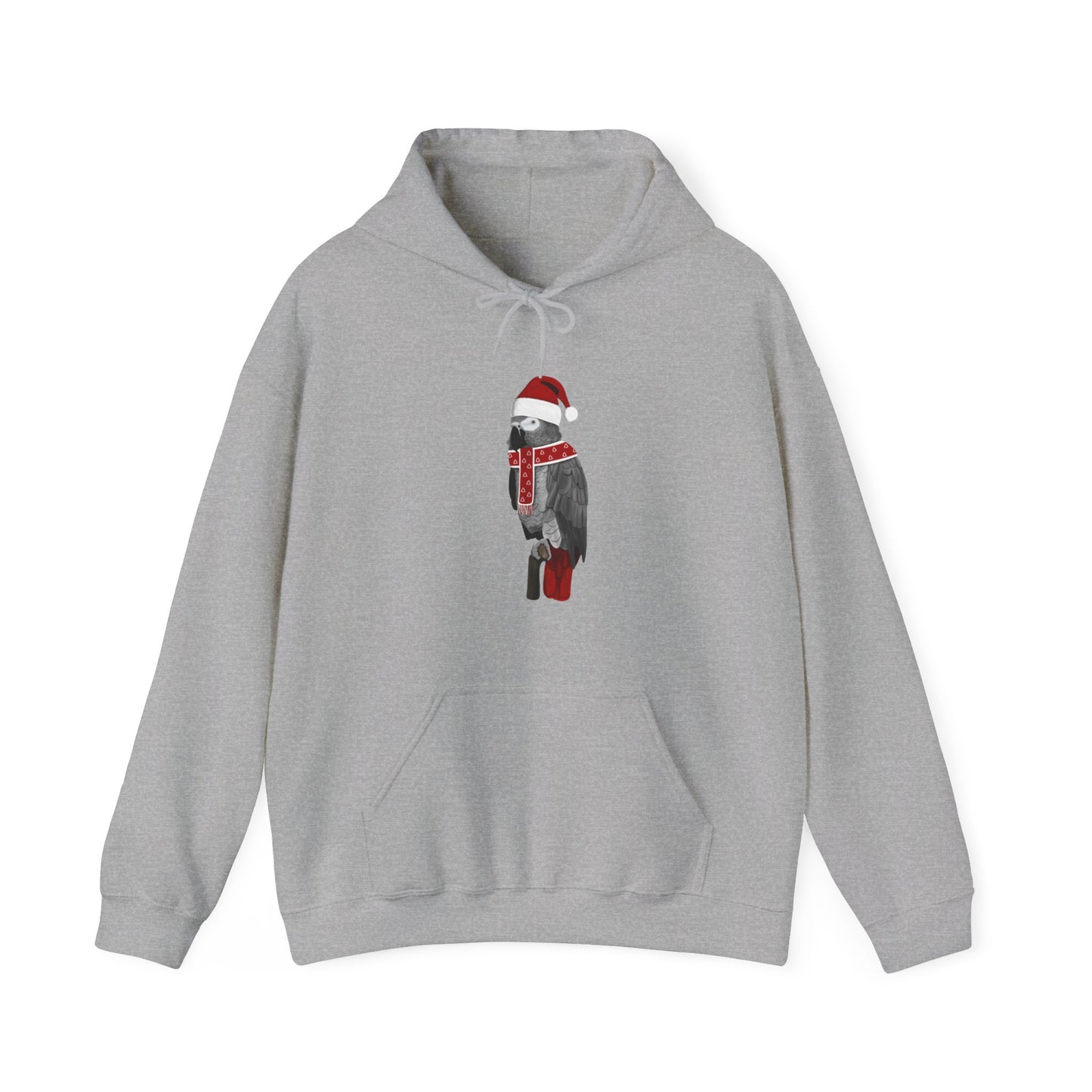 Grey Parrot Christmas Bird with Santa Hat Birdwatcher Birdlover Hoodie