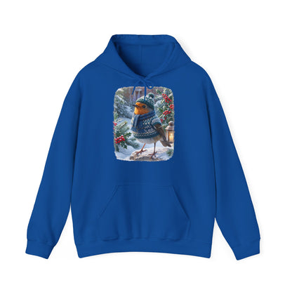 Premium Hoodie Rosi Rotkehlchen im kuscheligen Winter-Outfit