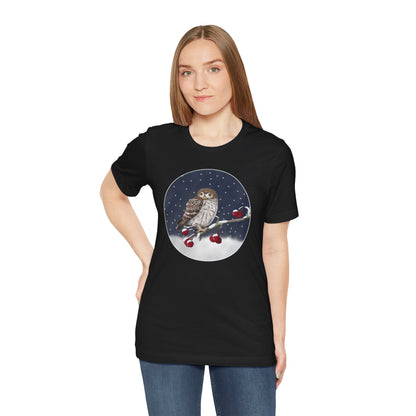 Owl on a Winter Branch Birdwatcher Christmas Bird T-Shirt