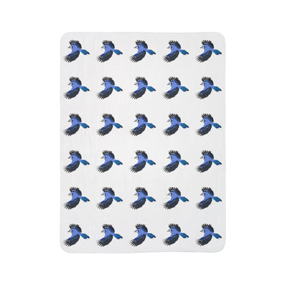 Blue Jay Art Fleece Sherpa Blanket (60"x80") - Thick, Ultra-Soft & Cozy Throw for Bird Lovers