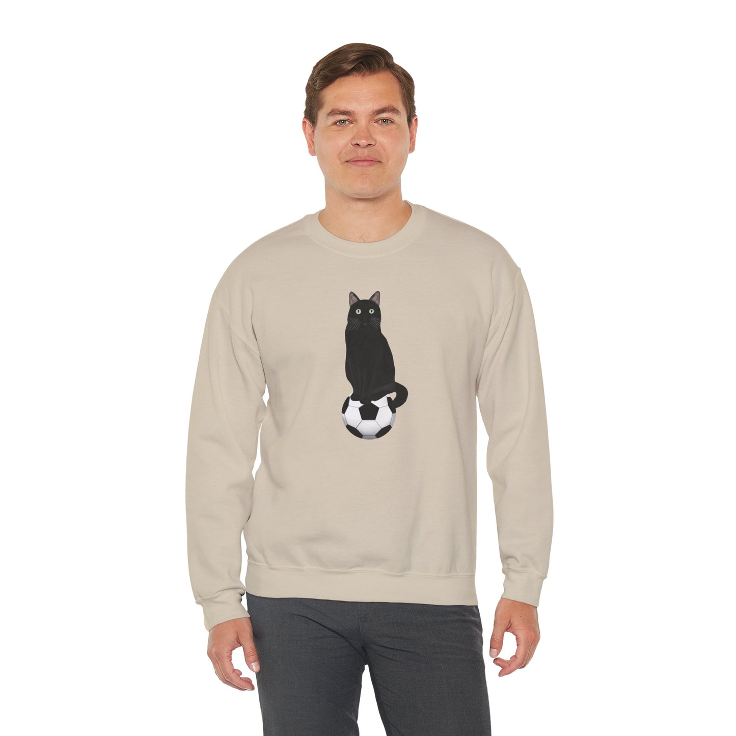 Black Cat with Soccer Cat Lover Sweatshirt