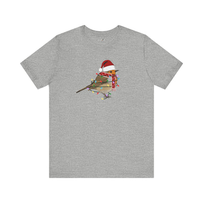 European Robin with Fairy Lights Christmas Bird T-Shirt