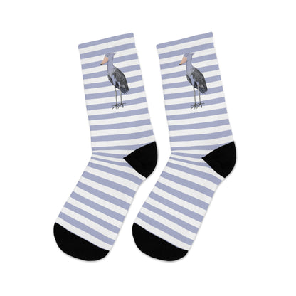 Shoebill Stripes Purple White Birding & Birdwatching Bird Socks