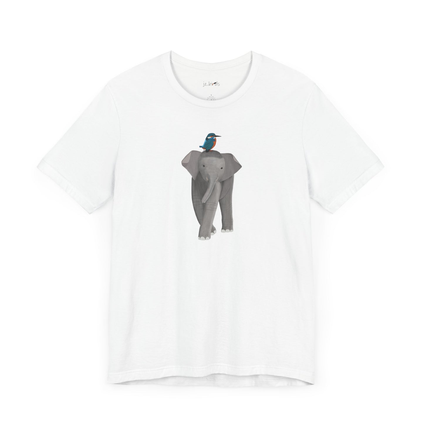 Elephant with Kingfisher Bird Birding & Birdwatching T-Shirt