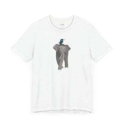 Elephant with Kingfisher Bird Birding & Birdwatching T-Shirt