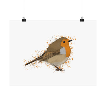 European Robin Bird Artwork Matte Poster