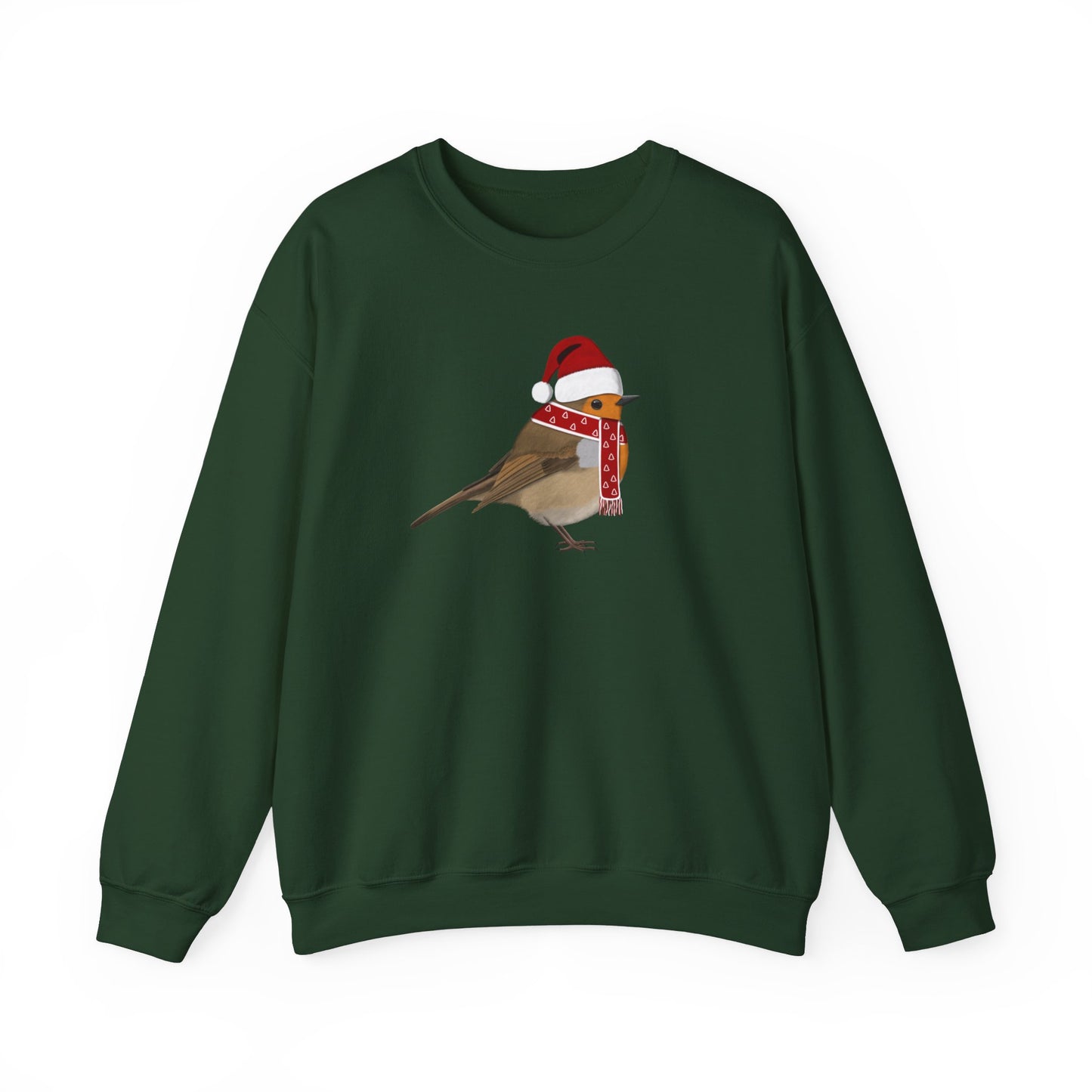 European Robin with Christmas Hat Bird Birdwatcher Sweatshirt