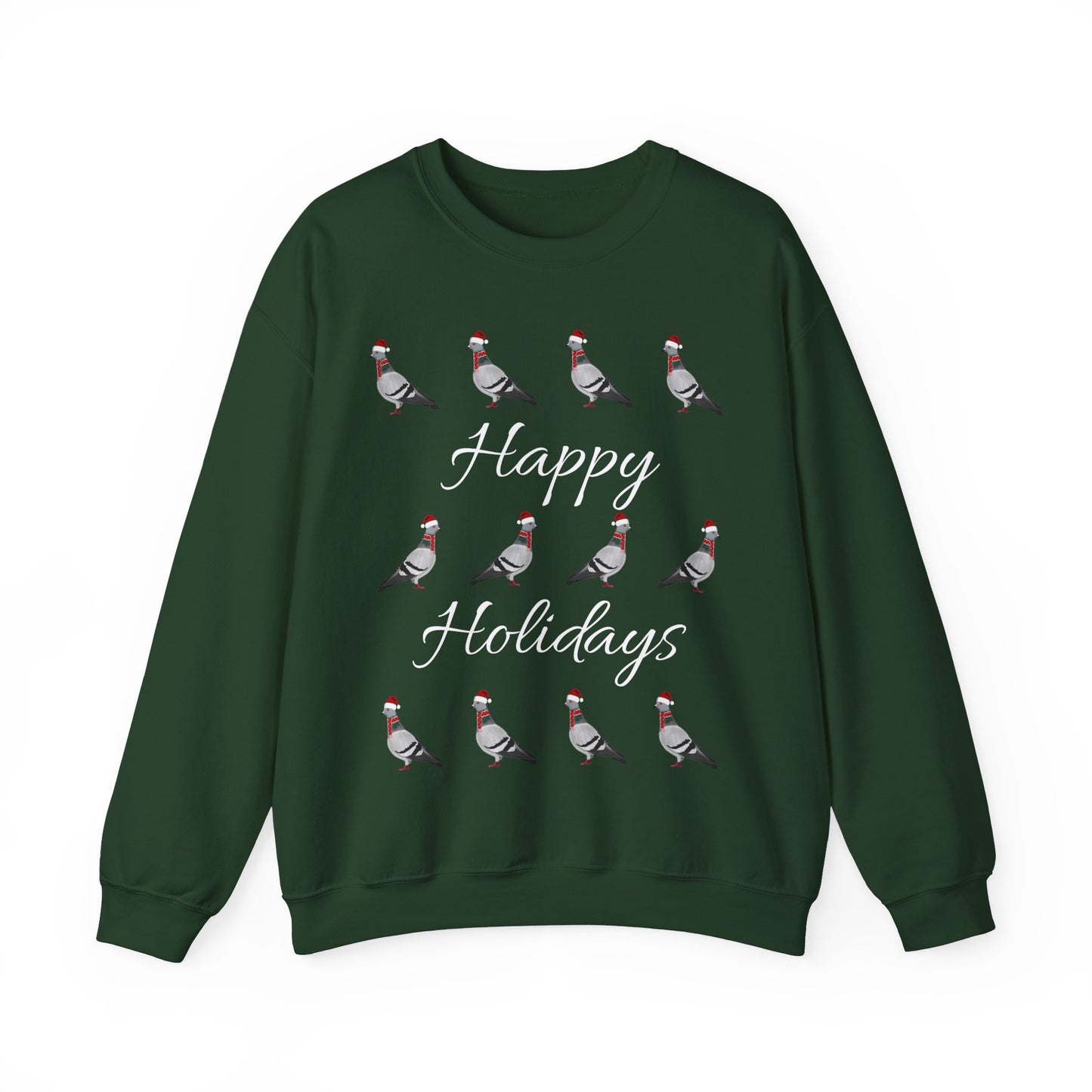 Pigeon as Santa with Hat and Scarf Happy Holidays Birdwatcher Christmas Bird Sweatshirt