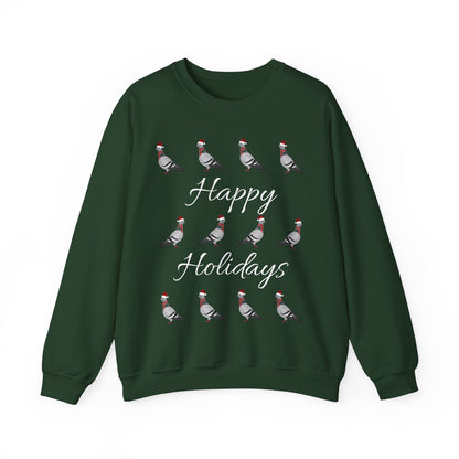 Pigeon as Santa with Hat and Scarf Happy Holidays Birdwatcher Christmas Bird Sweatshirt