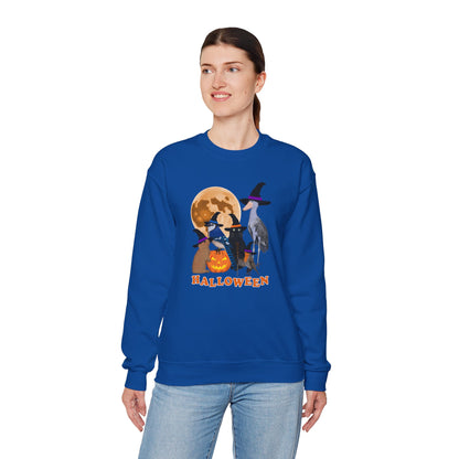 Blue Jay Robin Shoebill Rabbit with Cat and Bunny Halloween Bird Sweatshirt