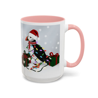 Puffin with Christmas Hat and Scarf Snow Bird Coffee Mug