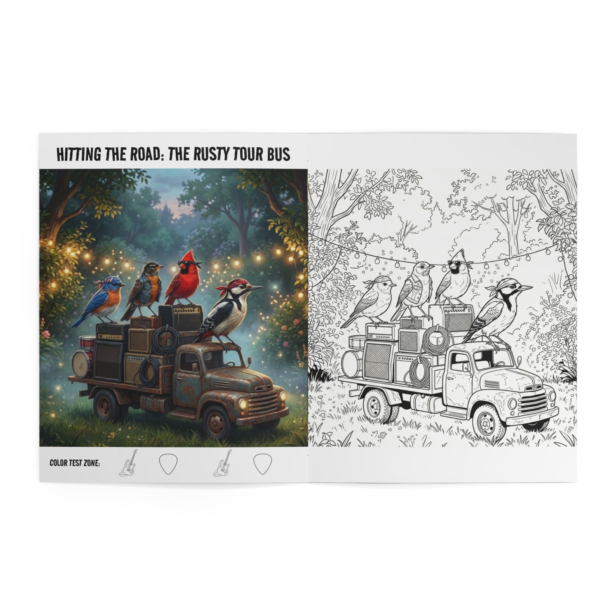 Funny Rock Band Coloring Book: The Backyard Birds | jz.birds