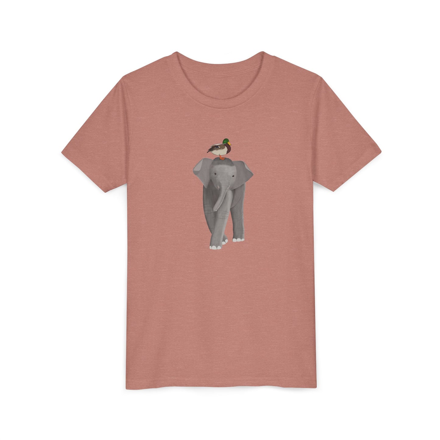 Elephant with Mallard Bird Youth T-Shirt